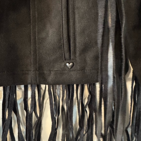 Juicy Couture Black Fringe Trucker Oversized Jacket- Size XS - Picture 5 of 11